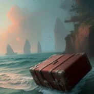old floating suitcase