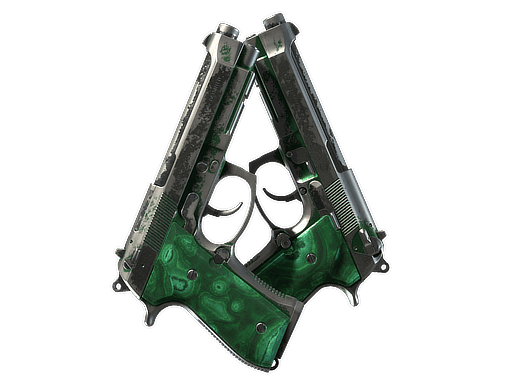 Dual Berettas | Polished Malachite (Battle-Scarred)