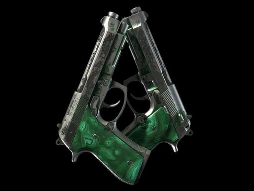 Dual Berettas | Polished Malachite (Battle-Scarred)